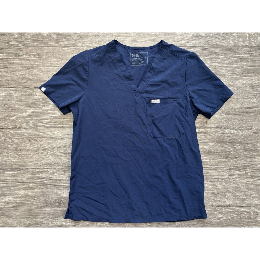 FIGS Catarina One-Pocket Scrub Top In Navy Blue Four-way Stretch Fabric Size MD